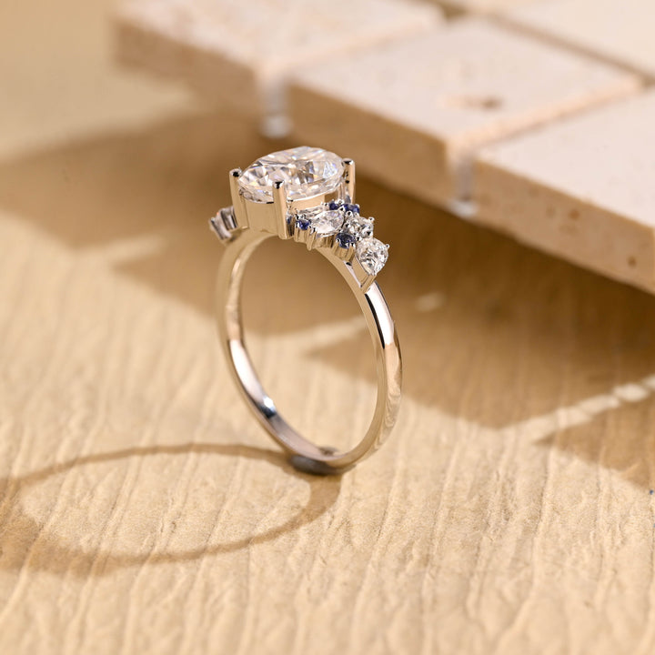 1.50ct-2.50ct Oval Cut Lab Grown Diamond Cluster Engagement Ring