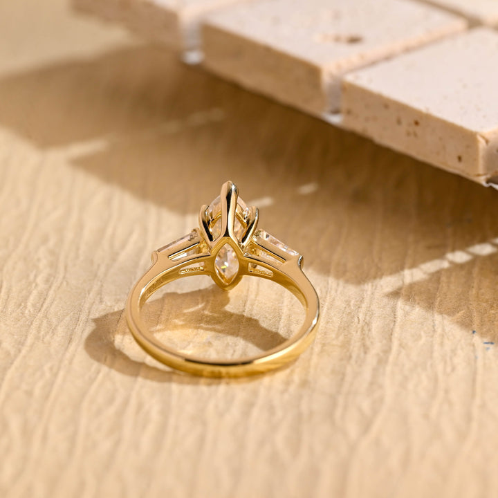 1.0ct-2.0ct Marquise Cut Lab Grown Diamond Three Stone Engagement Ring