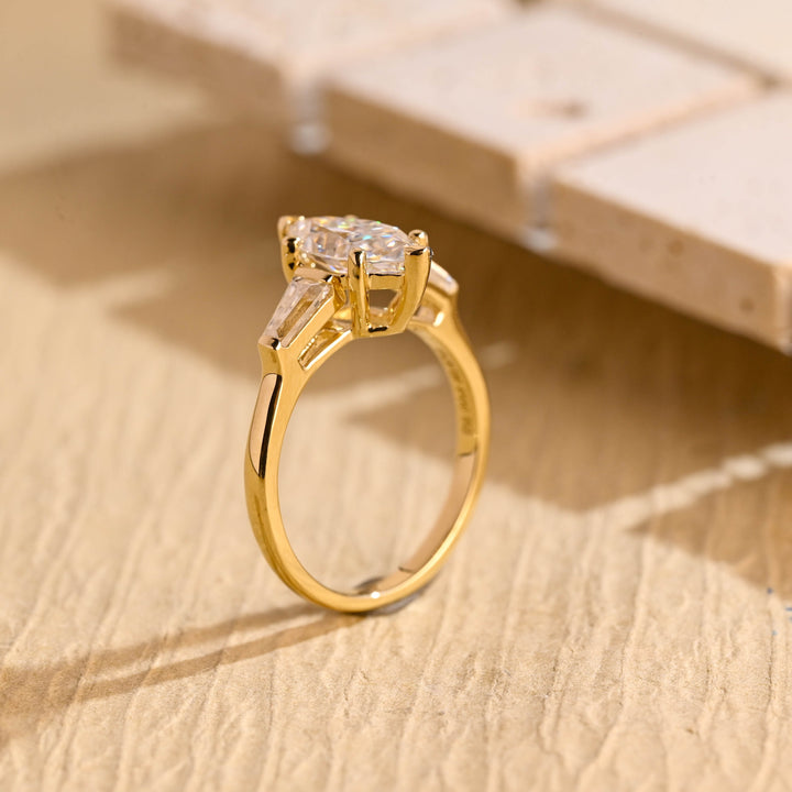 1.0ct-2.0ct Marquise Cut Lab Grown Diamond Three Stone Engagement Ring