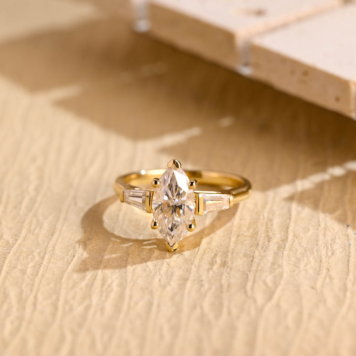1.0ct-2.0ct Marquise Cut Lab Grown Diamond Three Stone Engagement Ring