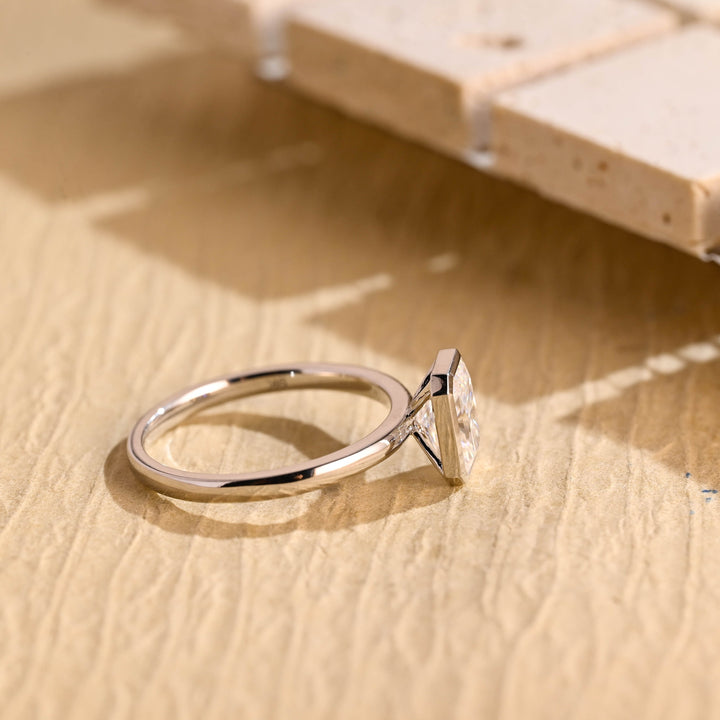1.0ct-2.0ct Bezel Set Radiant Cut Lab Grown Diamond Engagement Ring