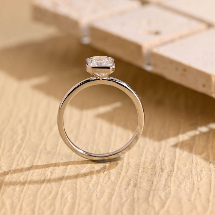 1.0ct-2.0ct Bezel Set Radiant Cut Lab Grown Diamond Engagement Ring