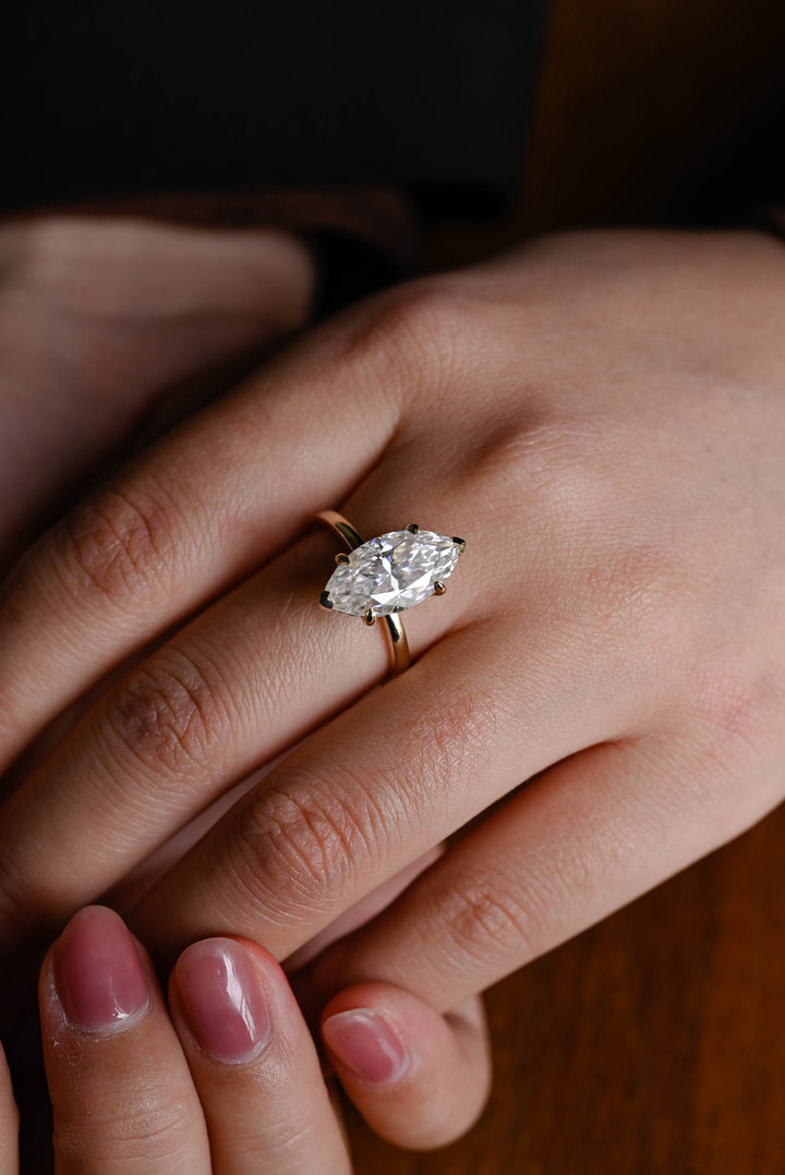 2.50ct-3.50ct Marquise Cut Lab Grown Diamond Hidden Halo Engagement Ring