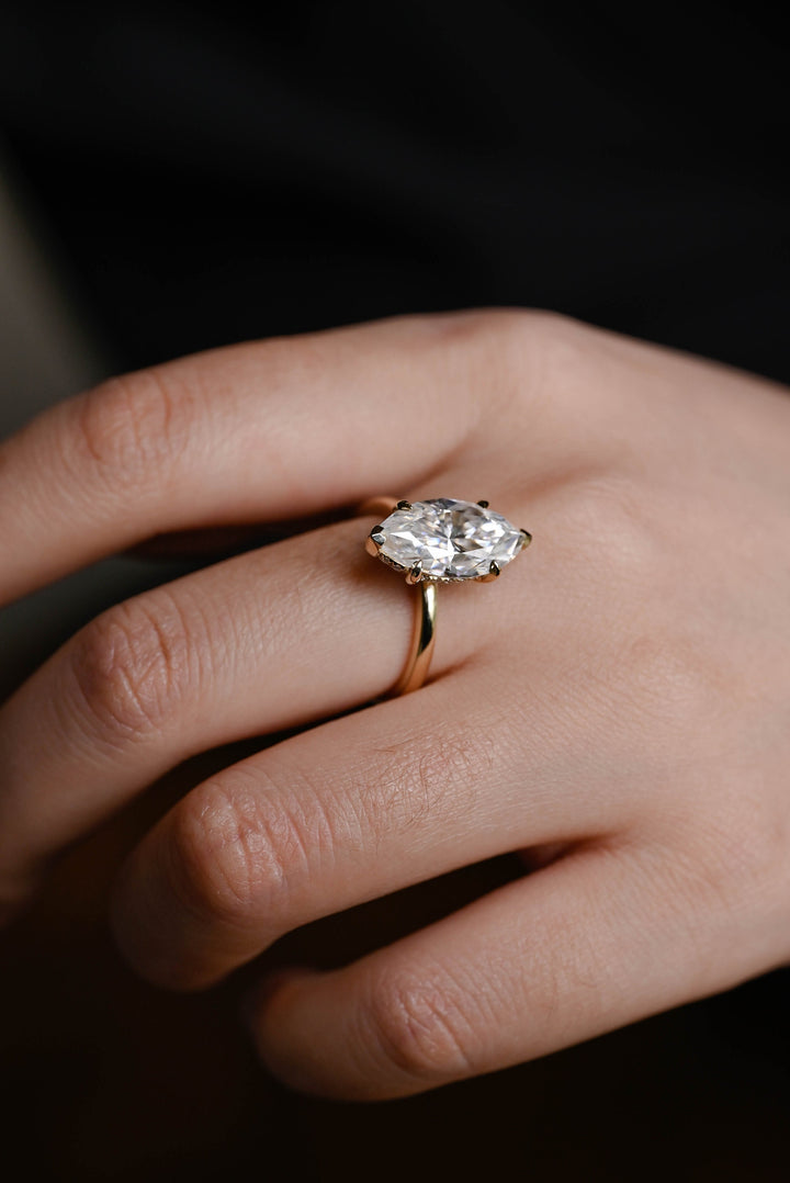 2.50ct-3.50ct Marquise Cut Lab Grown Diamond Hidden Halo Engagement Ring