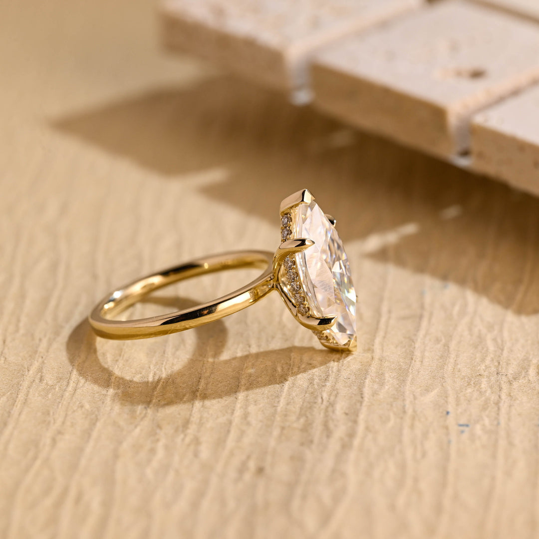 2.50ct-3.50ct Marquise Cut Lab Grown Diamond Hidden Halo Engagement Ring