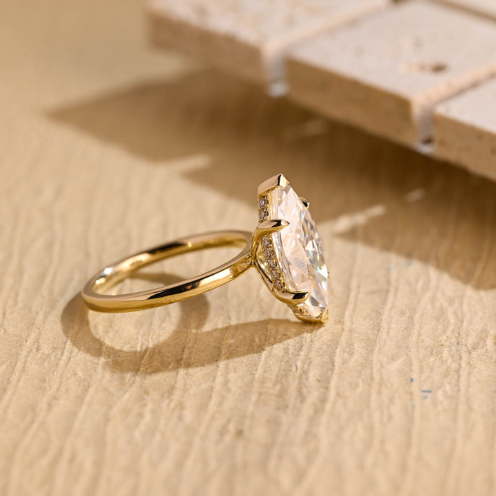 2.50ct-3.50ct Marquise Cut Lab Grown Diamond Hidden Halo Engagement Ring