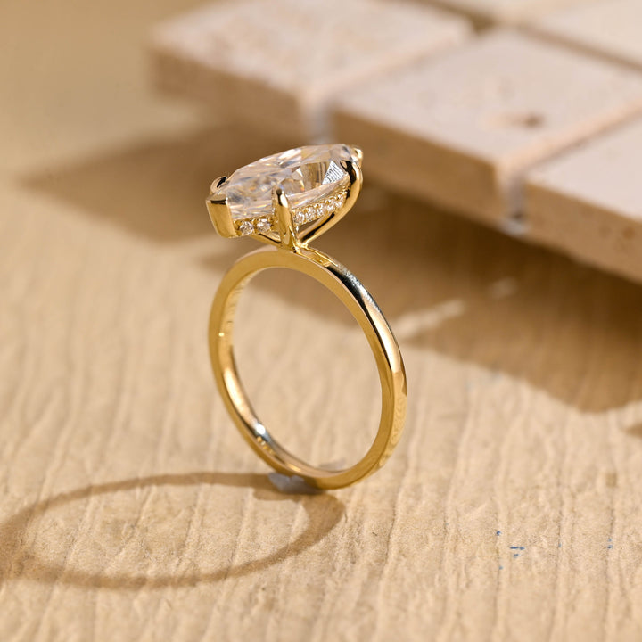 2.50ct-3.50ct Marquise Cut Lab Grown Diamond Hidden Halo Engagement Ring