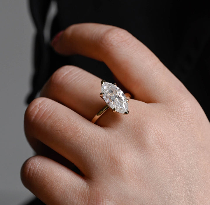 2.50ct-3.50ct Marquise Cut Lab Grown Diamond Hidden Halo Engagement Ring