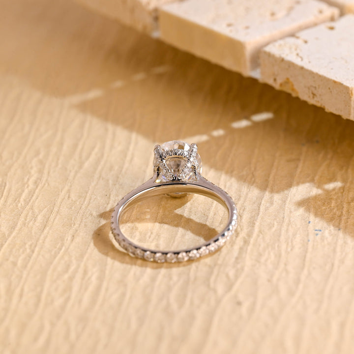 1.50ct-2.50ct Oval Cut Lab Grown Diamond Hidden Halo Engagement Ring
