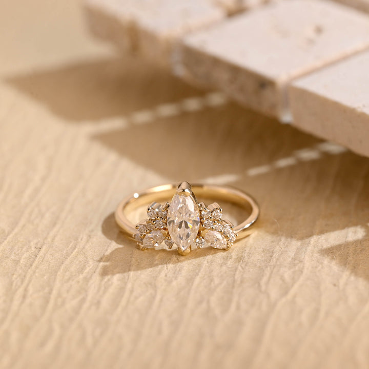 1.0ct-2.0ct Marquise Cut Lab Grown Diamond Cluster Engagement Ring