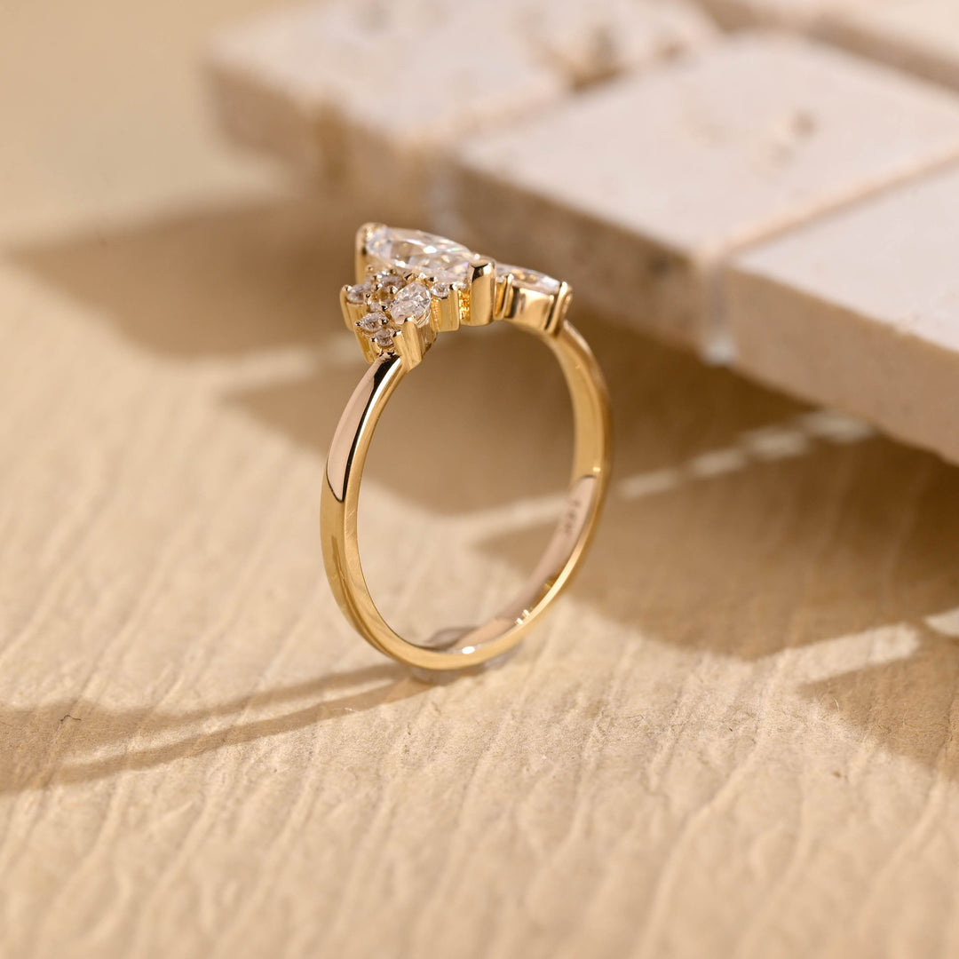 1.0ct-2.0ct Marquise Cut Lab Grown Diamond Cluster Engagement Ring