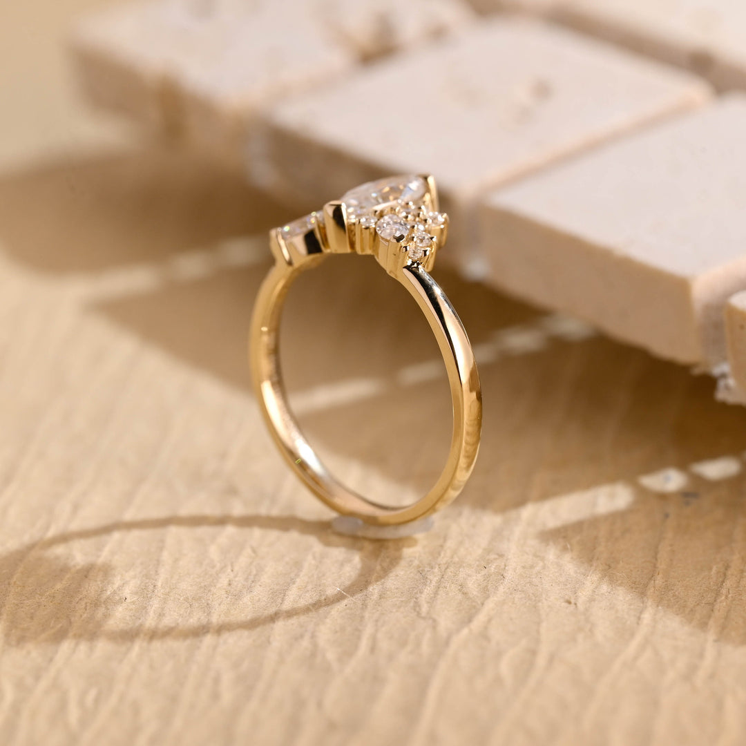 1.0ct-2.0ct Marquise Cut Lab Grown Diamond Cluster Engagement Ring
