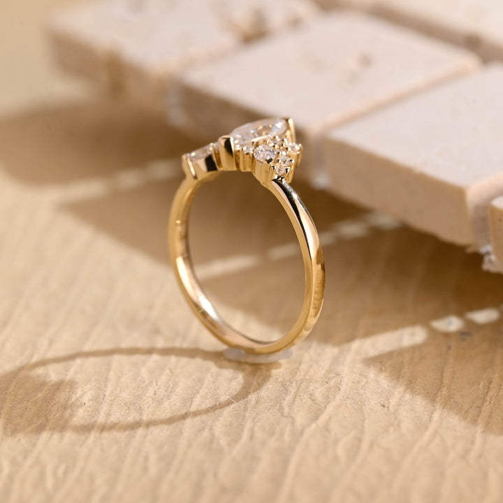 1.0ct-2.0ct Marquise Cut Lab Grown Diamond Cluster Engagement Ring