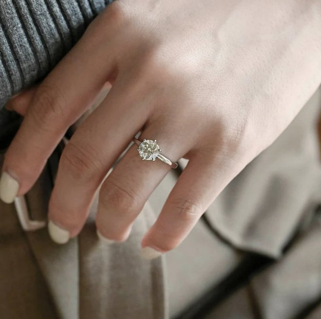 2.0ct-3.0ct Round Cut Lab Grown Diamond Solitaire Engagement Ring