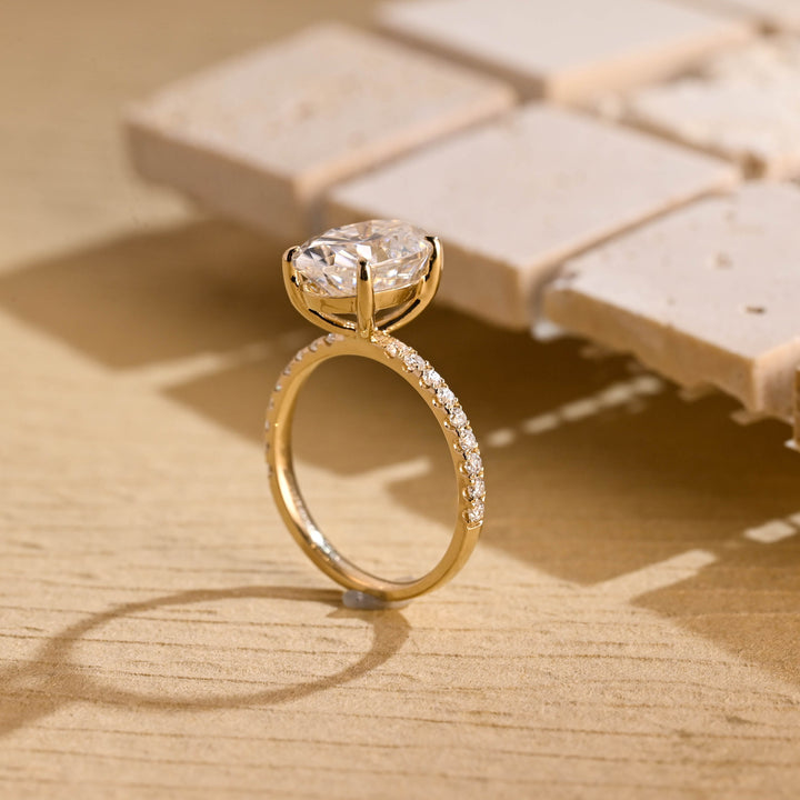 2.50ct-3.50ct Oval Cut Lab Grown Diamond Pave Engagement Ring
