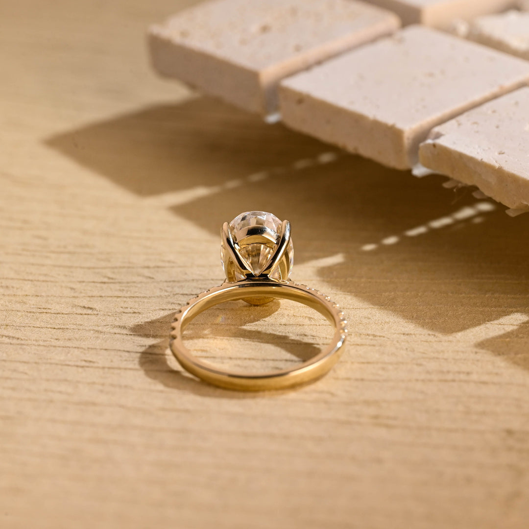 2.50ct-3.50ct Oval Cut Lab Grown Diamond Pave Engagement Ring