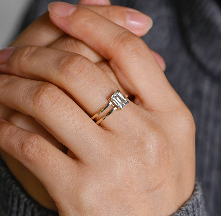 1.50ct-2.50ct Emerald Cut Lab Grown Diamond Solitaire Engagement Ring