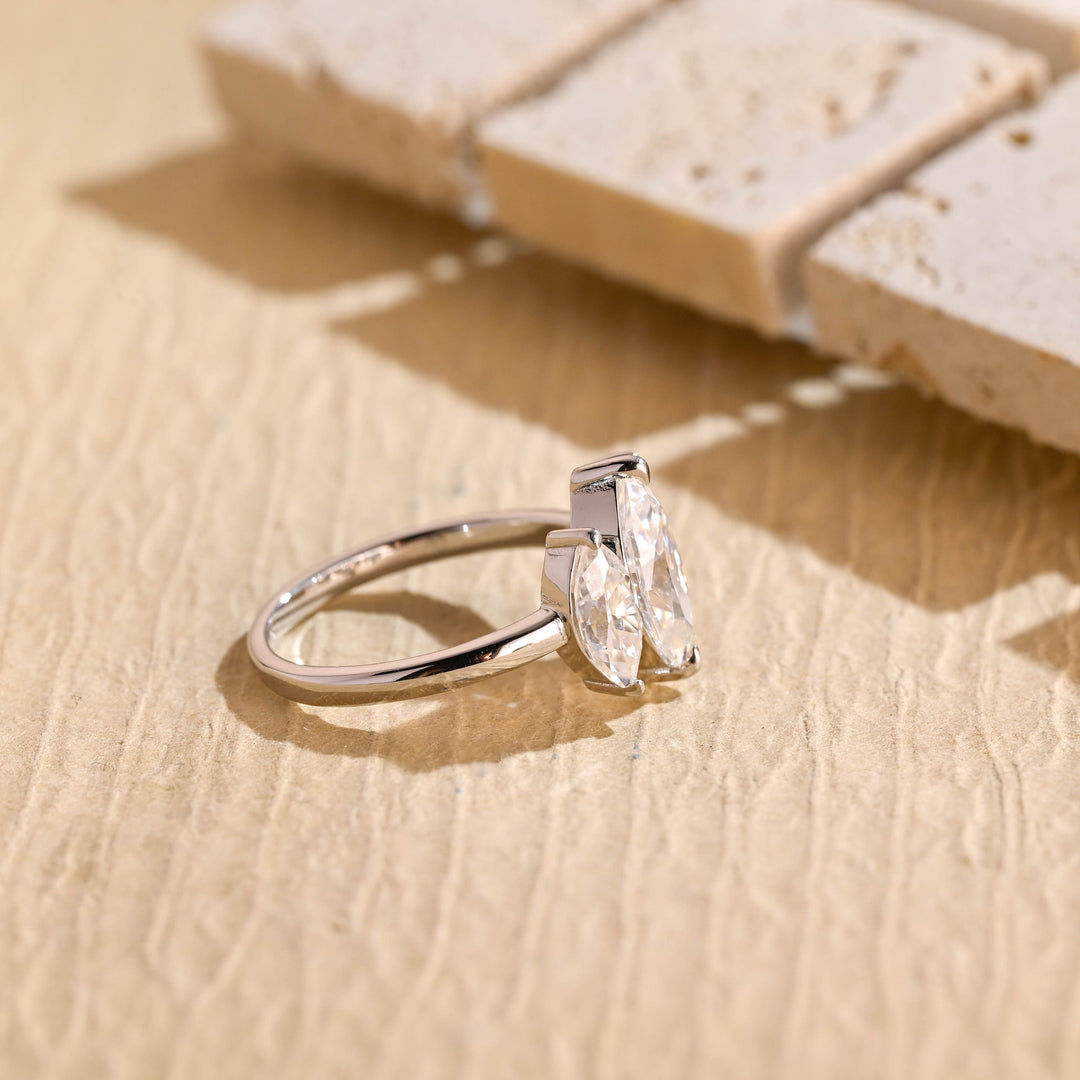 1.50ct-2.50ct Marquise Cut Lab Grown Diamond Three Stone Engagement Ring