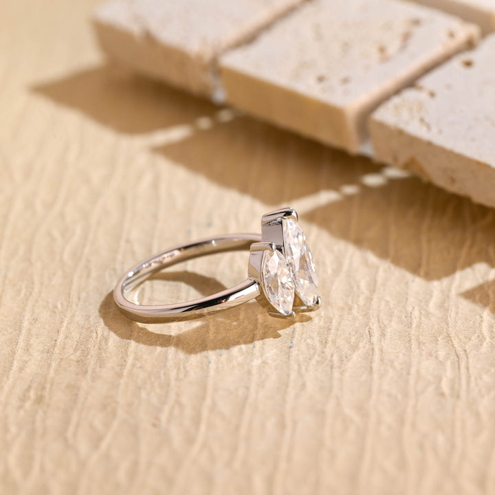 1.50ct-2.50ct Marquise Cut Lab Grown Diamond Three Stone Engagement Ring