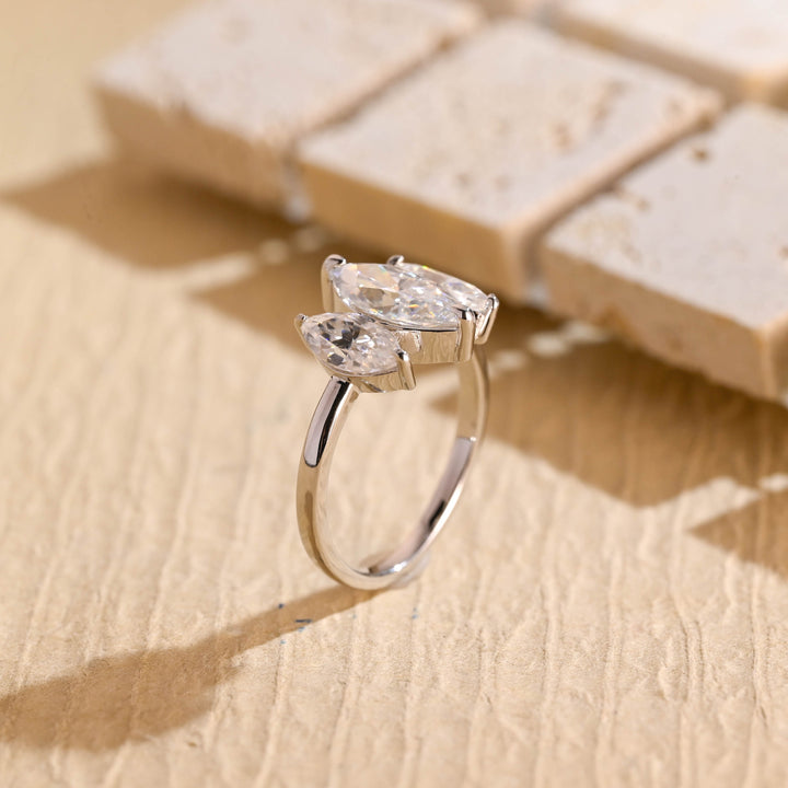 1.50ct-2.50ct Marquise Cut Lab Grown Diamond Three Stone Engagement Ring