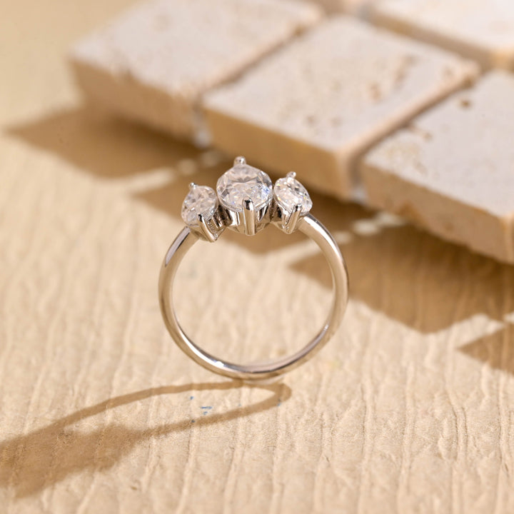 1.50ct-2.50ct Marquise Cut Lab Grown Diamond Three Stone Engagement Ring