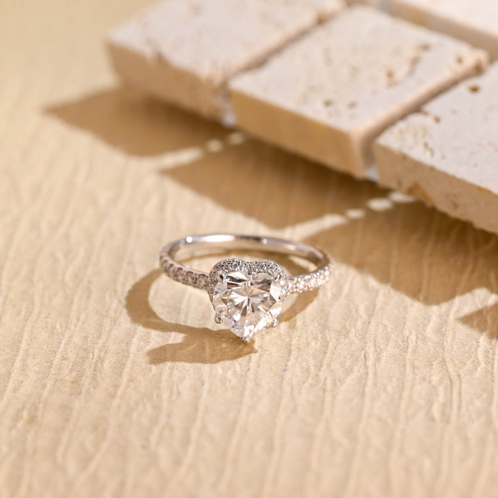 1.50ct-2.50ct Heart Cut Lab Grown Diamond Halo Engagement Ring