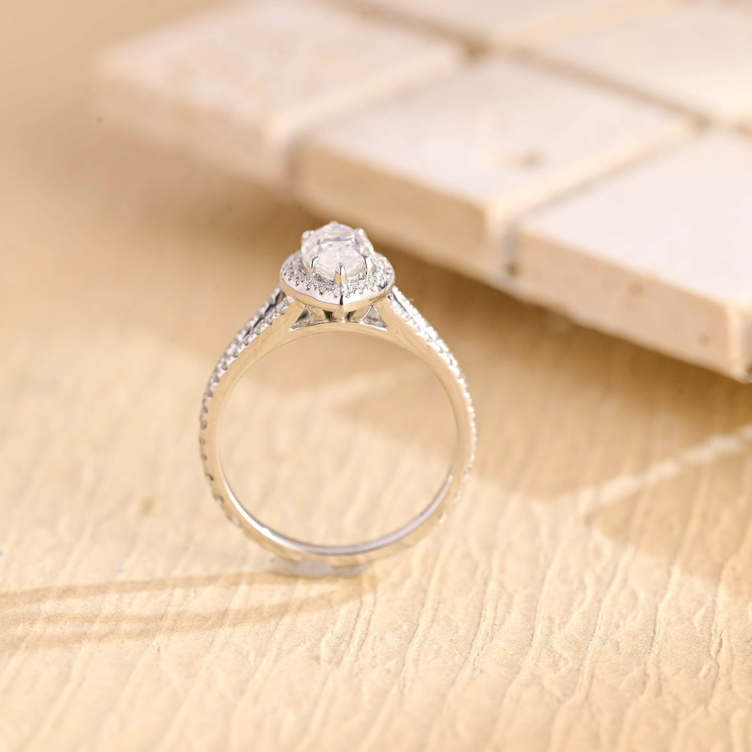 1.0ct-2.0ct Marquise Cut Lab Grown Halo Diamond Split Shank Engagement Ring