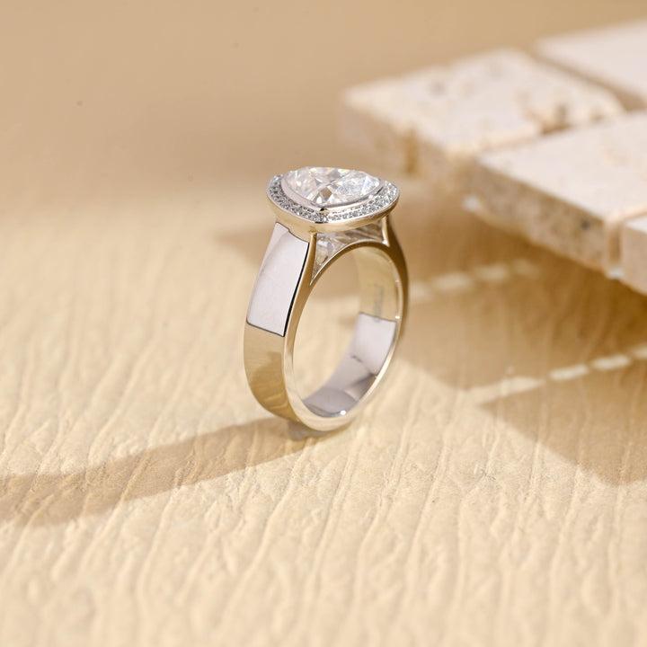 1.50ct-2.50ct Trillion Cut Lab Grown Diamond Halo Engagement Ring
