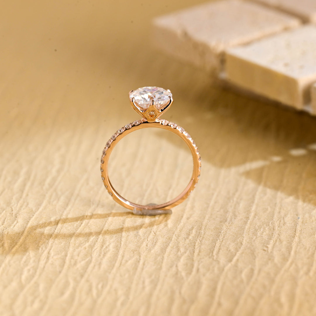 2.0ct-3.0ct Round Cut Lab Grown Diamond Tulip Set Engagement Ring