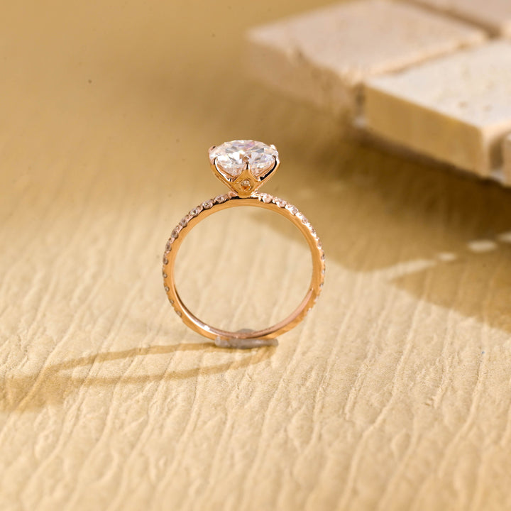 2.0ct-3.0ct Round Cut Lab Grown Diamond Tulip Set Engagement Ring