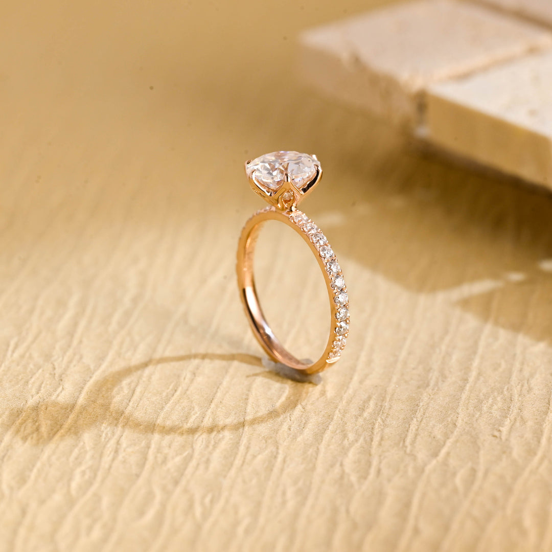 2.0ct-3.0ct Round Cut Lab Grown Diamond Tulip Set Engagement Ring