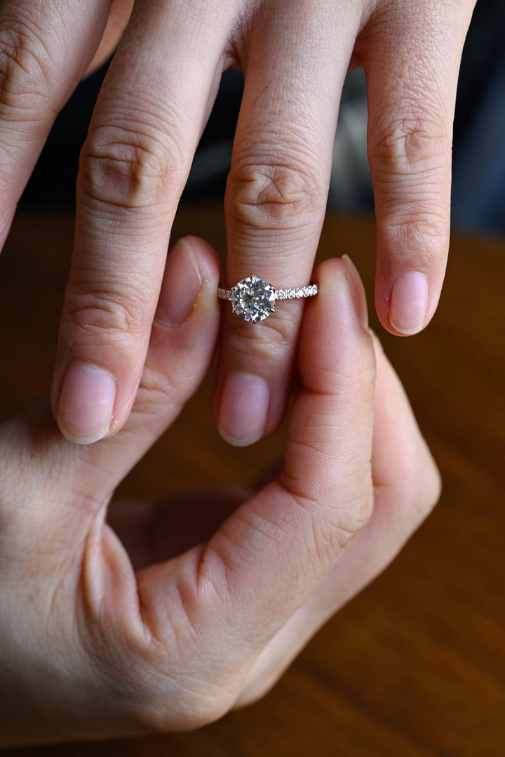 2.0ct-3.0ct Round Cut Lab Grown Diamond Tulip Set Engagement Ring