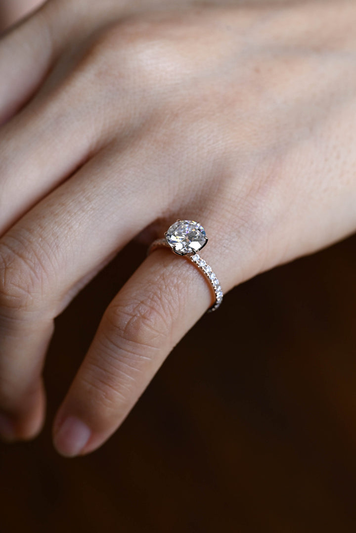 2.0ct-3.0ct Round Cut Lab Grown Diamond Tulip Set Engagement Ring