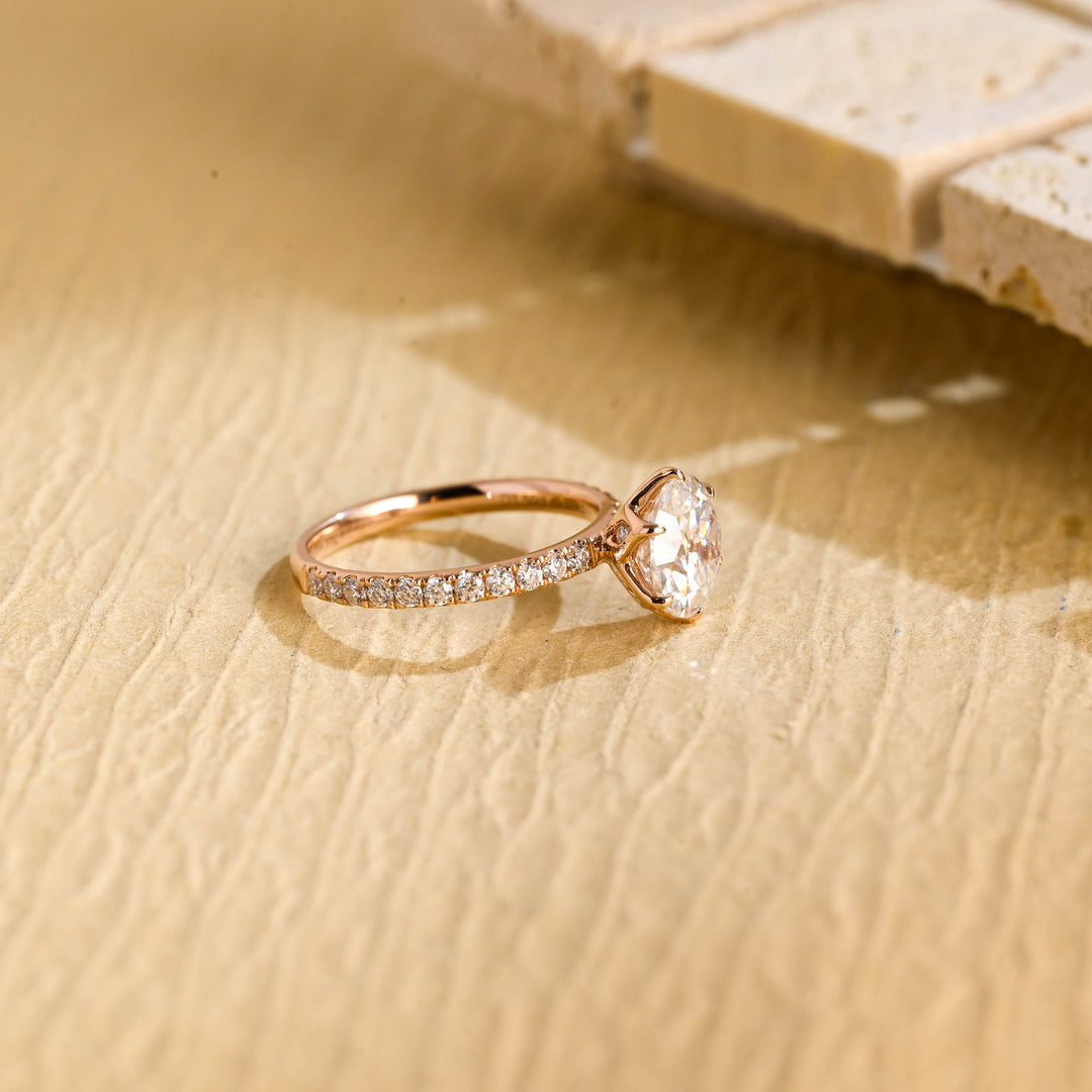 2.0ct-3.0ct Round Cut Lab Grown Diamond Tulip Set Engagement Ring