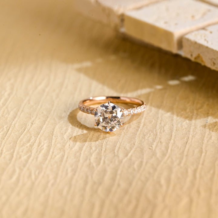 2.0ct-3.0ct Round Cut Lab Grown Diamond Tulip Set Engagement Ring
