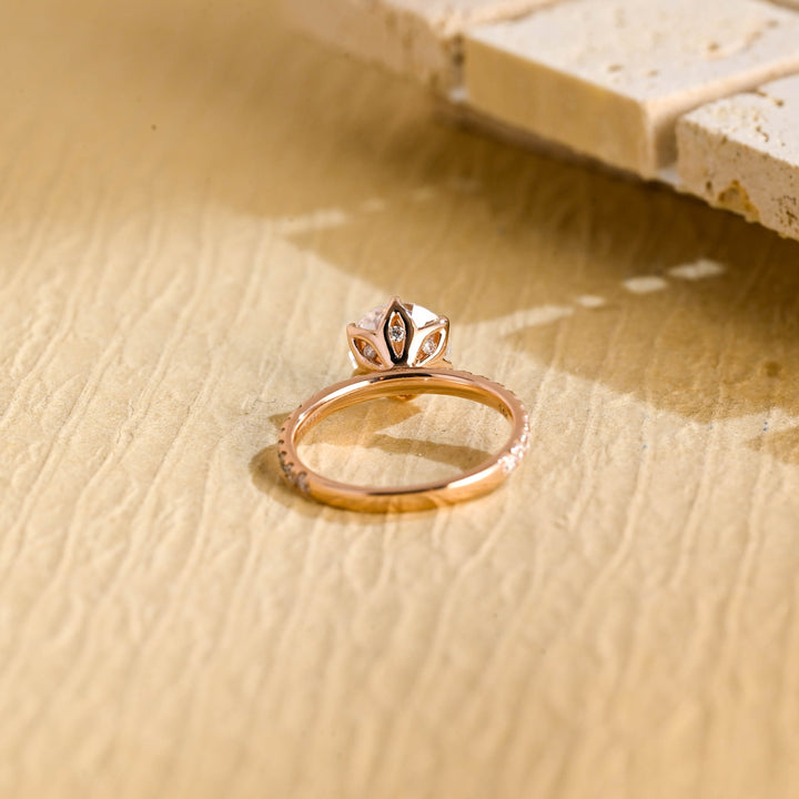 2.0ct-3.0ct Round Cut Lab Grown Diamond Tulip Set Engagement Ring