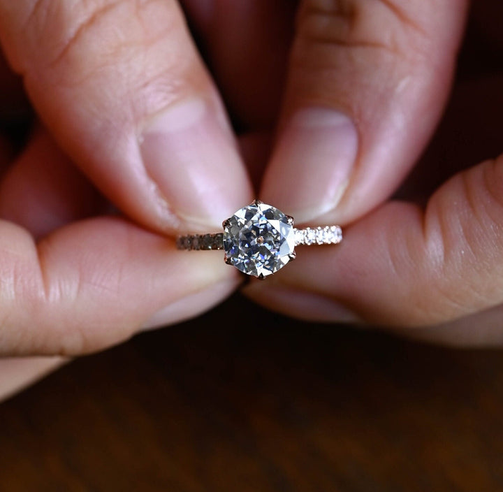 2.0ct-3.0ct Round Cut Lab Grown Diamond Tulip Set Engagement Ring