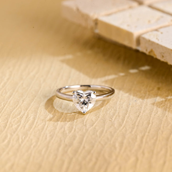 1.0ct-2.0ct Heart Cut Lab Grown Diamond Solitaire Engagement Ring