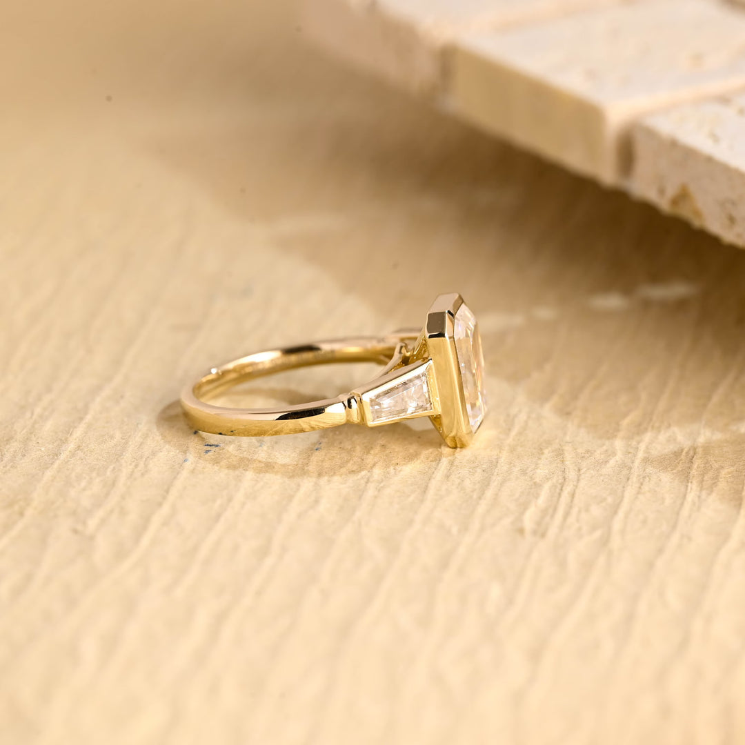 2.0ct-3.0ct Emerald Cut Lab Grown Diamond Three Stone Engagement Ring