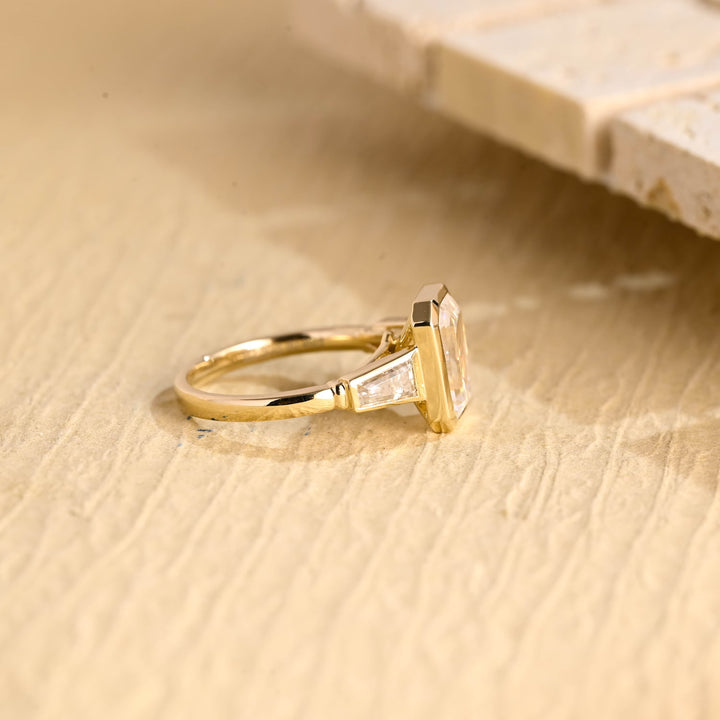 2.0ct-3.0ct Emerald Cut Lab Grown Diamond Three Stone Engagement Ring