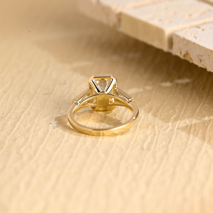 2.0ct-3.0ct Emerald Cut Lab Grown Diamond Three Stone Engagement Ring