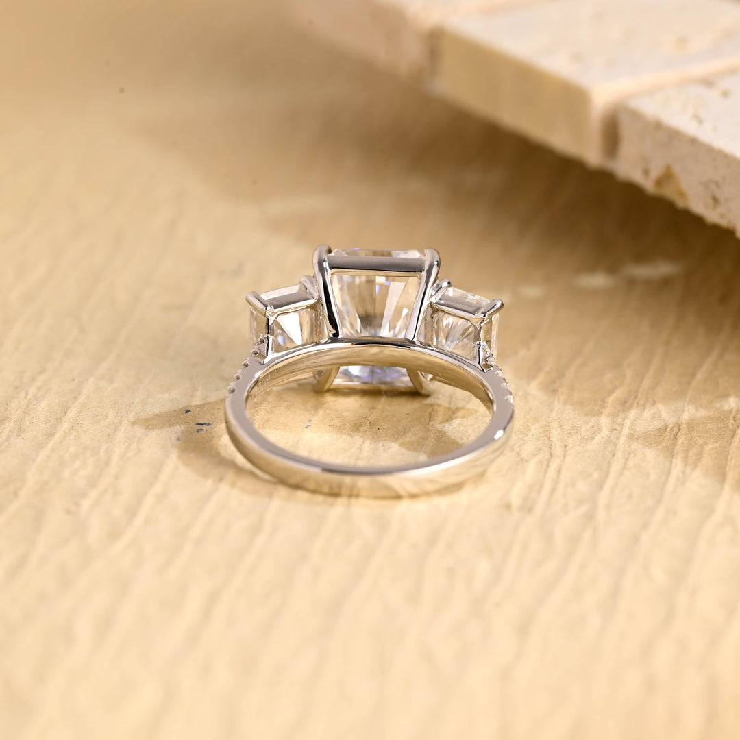 1.50ct-2.50ct Radiant Cut Lab Grown Diamond Three Stone Engagement Ring