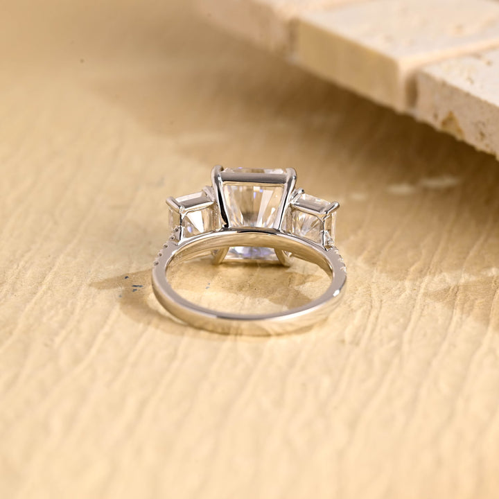 1.50ct-2.50ct Radiant Cut Lab Grown Diamond Three Stone Engagement Ring