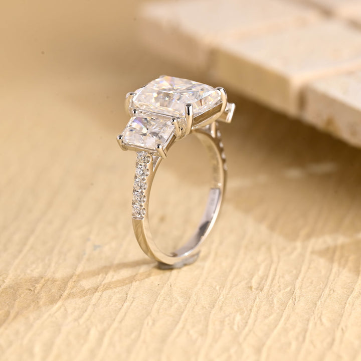 1.50ct-2.50ct Radiant Cut Lab Grown Diamond Three Stone Engagement Ring