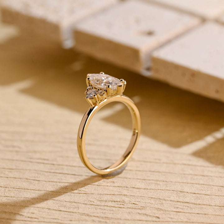 1.50ct-2.50ct Marquise Cut Lab Grown Diamond Cluster Engagement Ring