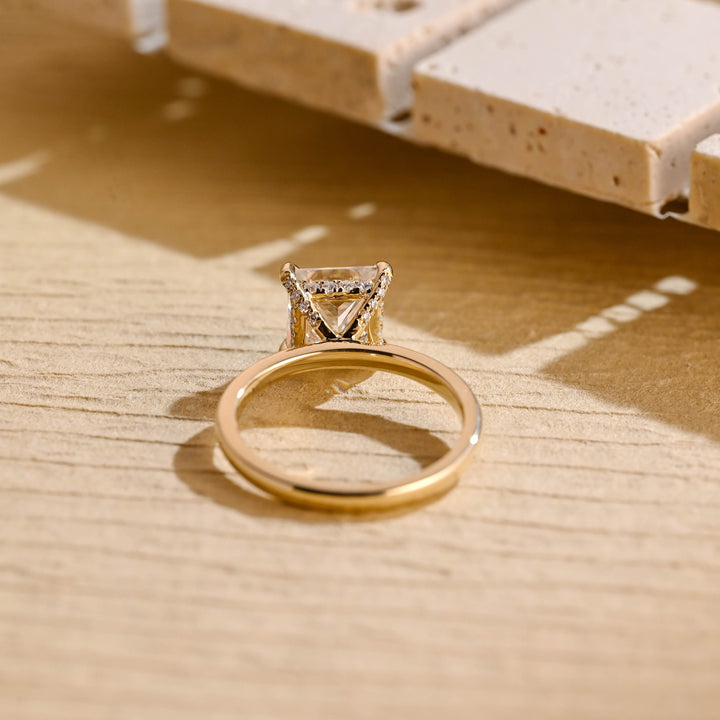 1.50ct-2.50ct Princess Cut Lab Grown Diamond Hidden Halo Engagement Ring