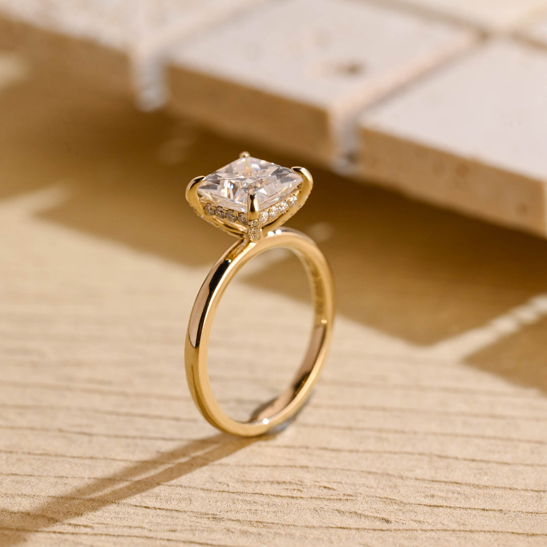 1.50ct-2.50ct Princess Cut Lab Grown Diamond Hidden Halo Engagement Ring