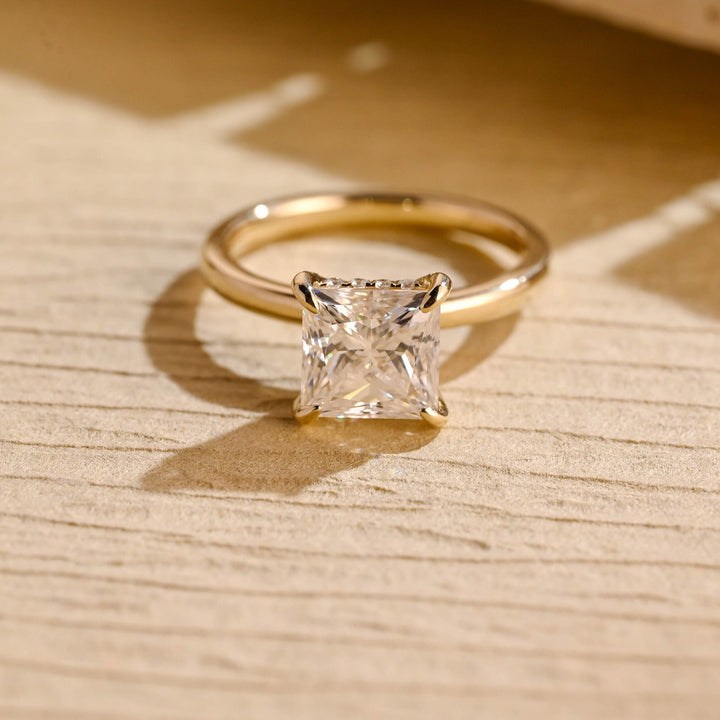 1.50ct-2.50ct Princess Cut Lab Grown Diamond Hidden Halo Engagement Ring