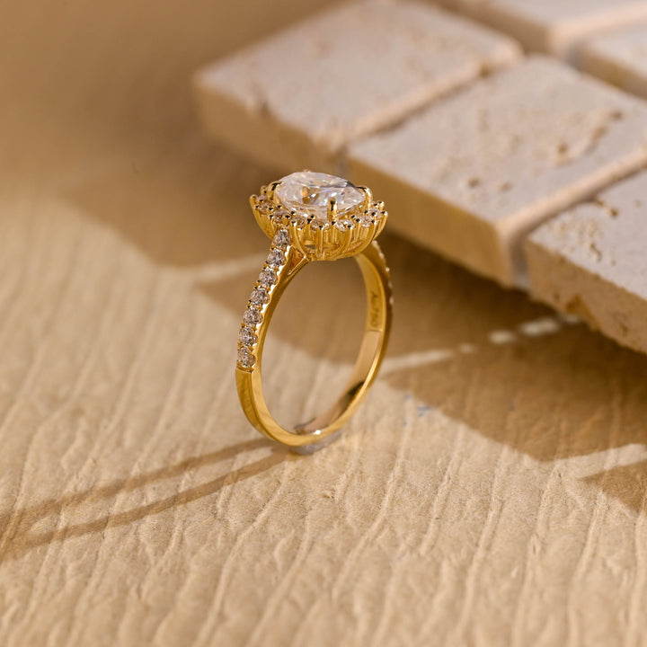 1.50ct-2.50ct Oval Cut Lab Grown Diamond Floral Halo Engagement Ring