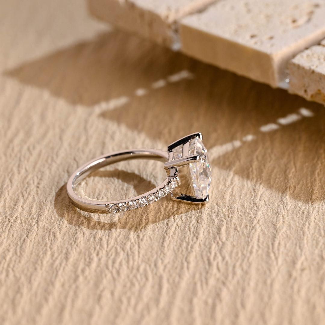 2.0ct-3.0ct Princess Cut Lab Grown Diamond Pave Engagement Ring